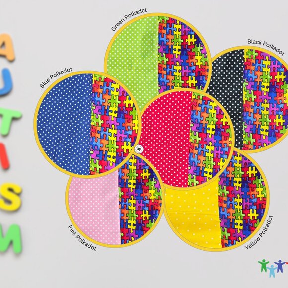 Handmade Autism Puzzle Fabric Card Wallet with Keyring - Picture 6 of 6